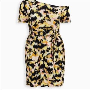 Yellow/black/orange IKAT body con super soft dress